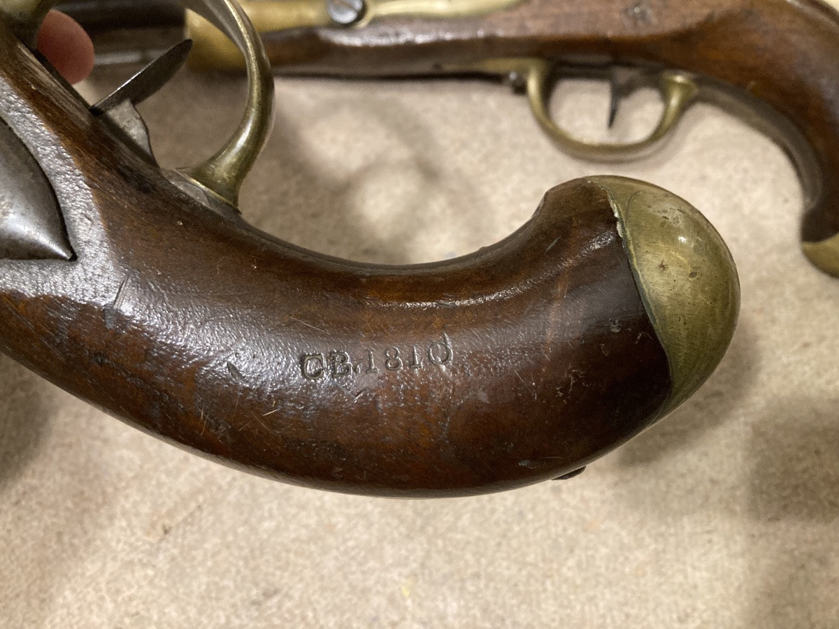 Pair Of Cavalry Pistols, Model An IX Modified An XIII. First Empire.-photo-4