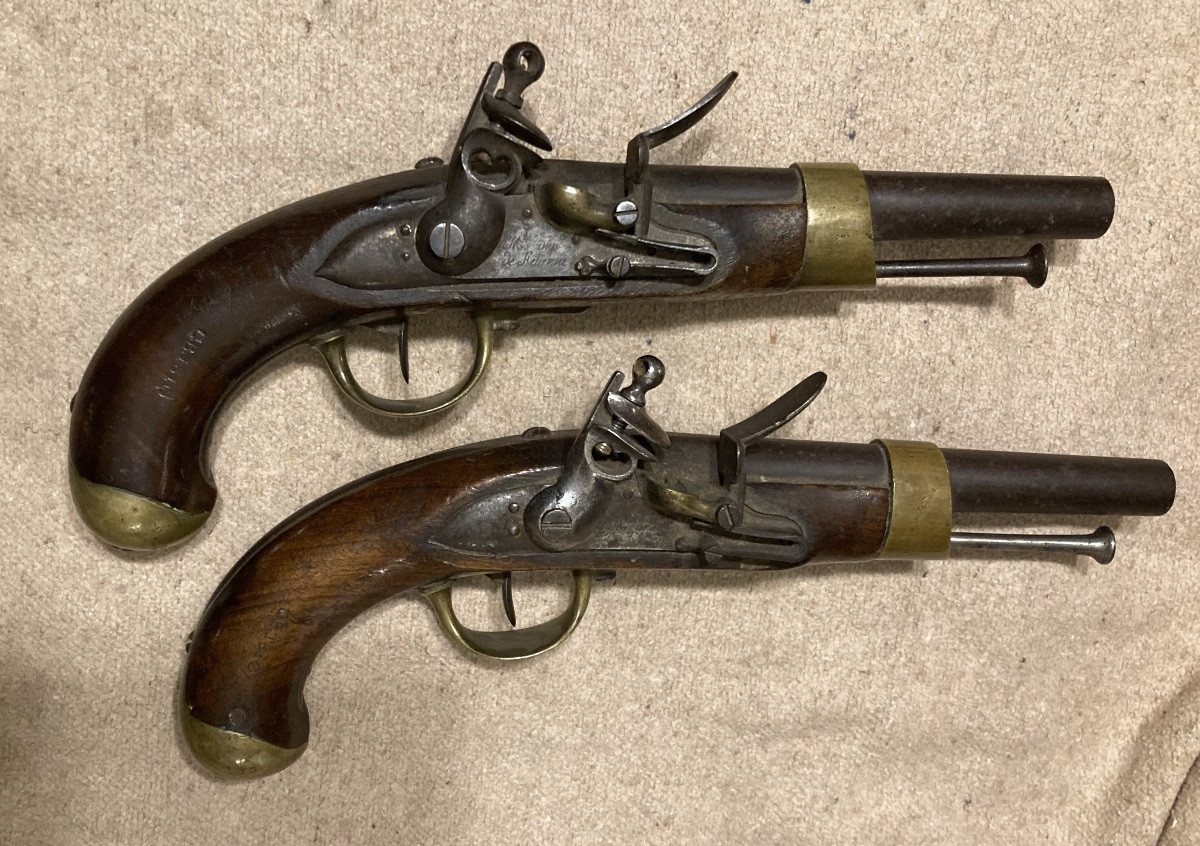 Pair Of Cavalry Pistols, Model An IX Modified An XIII. First Empire.-photo-6