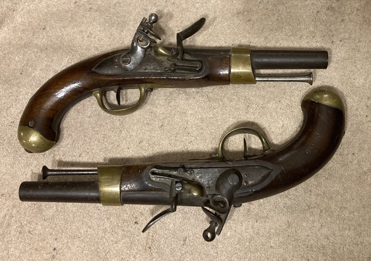 Pair Of Cavalry Pistols, Model An IX Modified An XIII. First Empire.