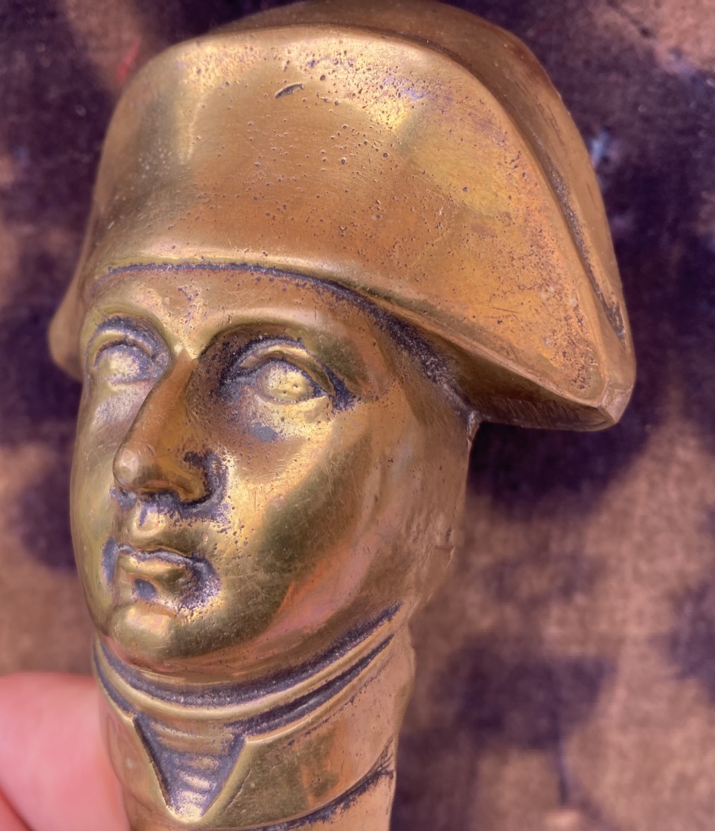 Tête de Bonaparte avec son bicorne . En bronze . XIXéme France .-photo-4