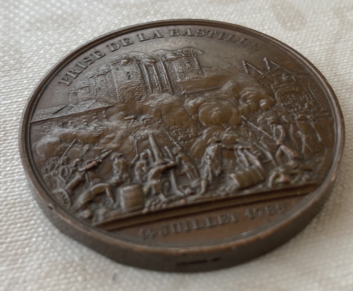 Medal Prise De La Bastille July 14, 1789 And Donjon De Vincennes 1844. France .-photo-3