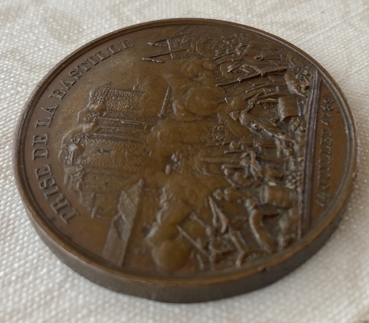 Medal Prise De La Bastille July 14, 1789 And Donjon De Vincennes 1844. France .-photo-4