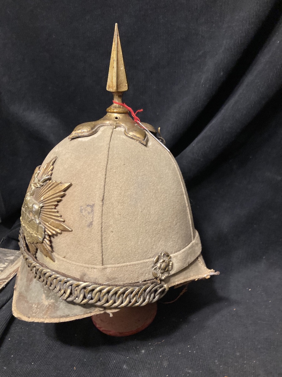 Victorian British  Hertfordshire. Regiment Grey. Clothilde Home . Service Helmet.-photo-2