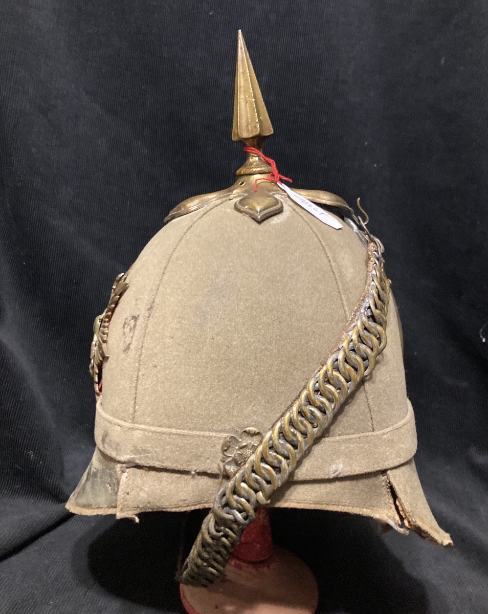Victorian British  Hertfordshire. Regiment Grey. Clothilde Home . Service Helmet.-photo-3
