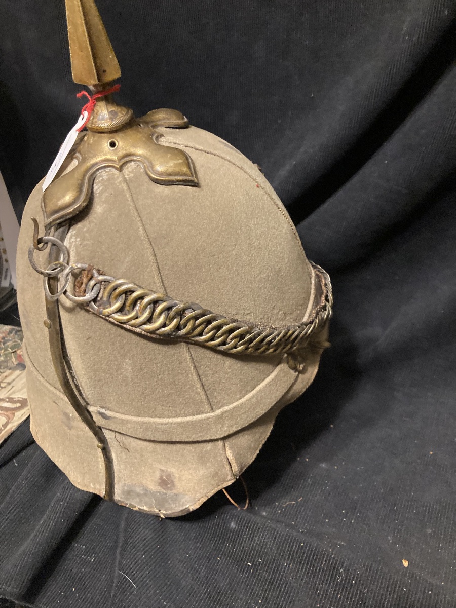 Victorian British  Hertfordshire. Regiment Grey. Clothilde Home . Service Helmet.-photo-4