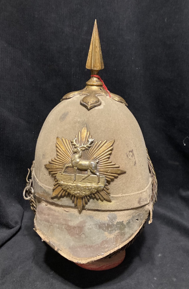 Victorian British  Hertfordshire. Regiment Grey. Clothilde Home . Service Helmet.-photo-1