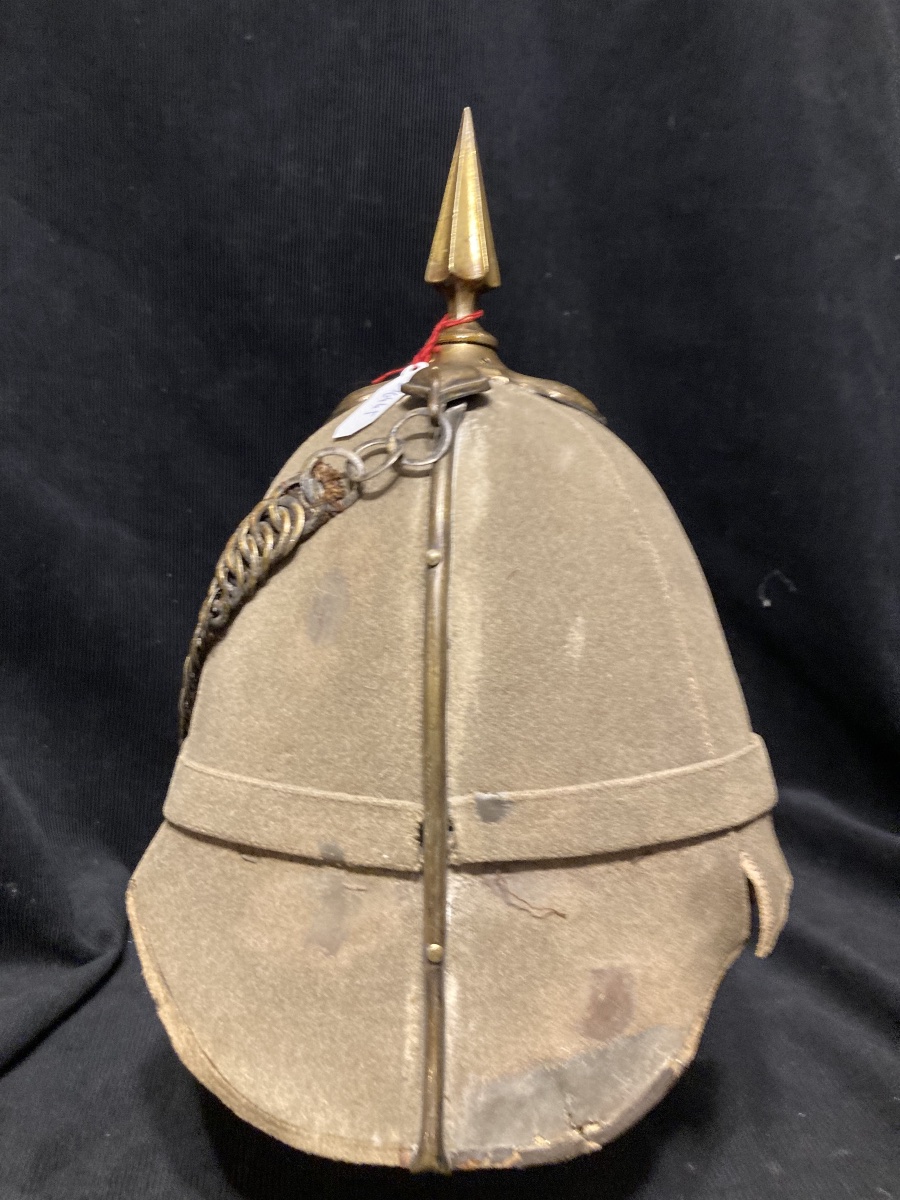 Victorian British  Hertfordshire. Regiment Grey. Clothilde Home . Service Helmet.-photo-2