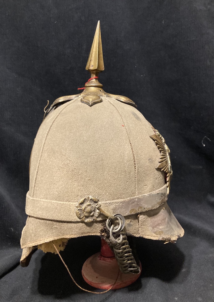Victorian British  Hertfordshire. Regiment Grey. Clothilde Home . Service Helmet.-photo-4