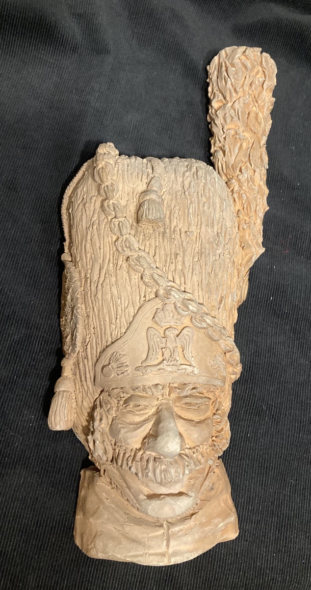 TÉTE DE GRENADIER DE LA VIEILLE GARDE IMPÉRIALE. EN TERRE CUITE . Fin XIXe/ début XXéme . G je
