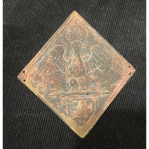 Plaque de shako d’officier du 4éme Régiment de Hussard , modèle 1806. Premier Empire.