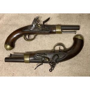 Paire de Pistolets de Cavalerie, modèle An IX modifié An XIII. Premier Empire.