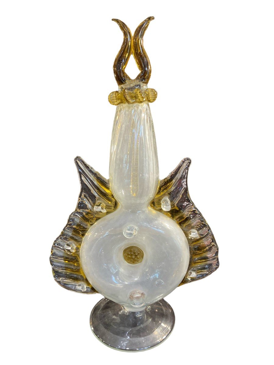 Oil Lamp. Blown Glass. Made By Gordiola. Majorca. Spain. 19th - 20th Century-photo-3