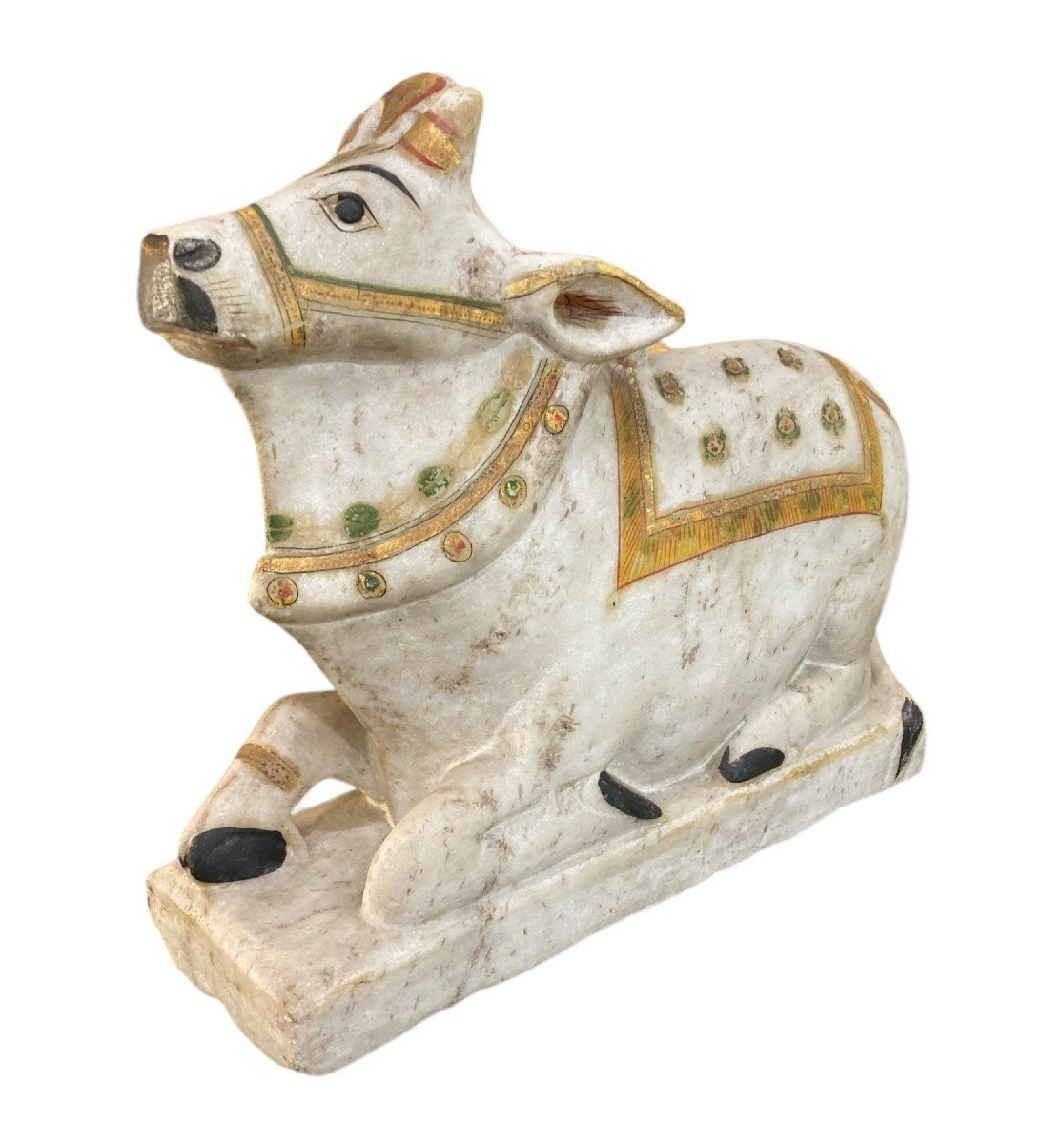 Nandy. Sacred Cow. Hinduism. Polychrome Marble. India. Nineteenth Century.-photo-3