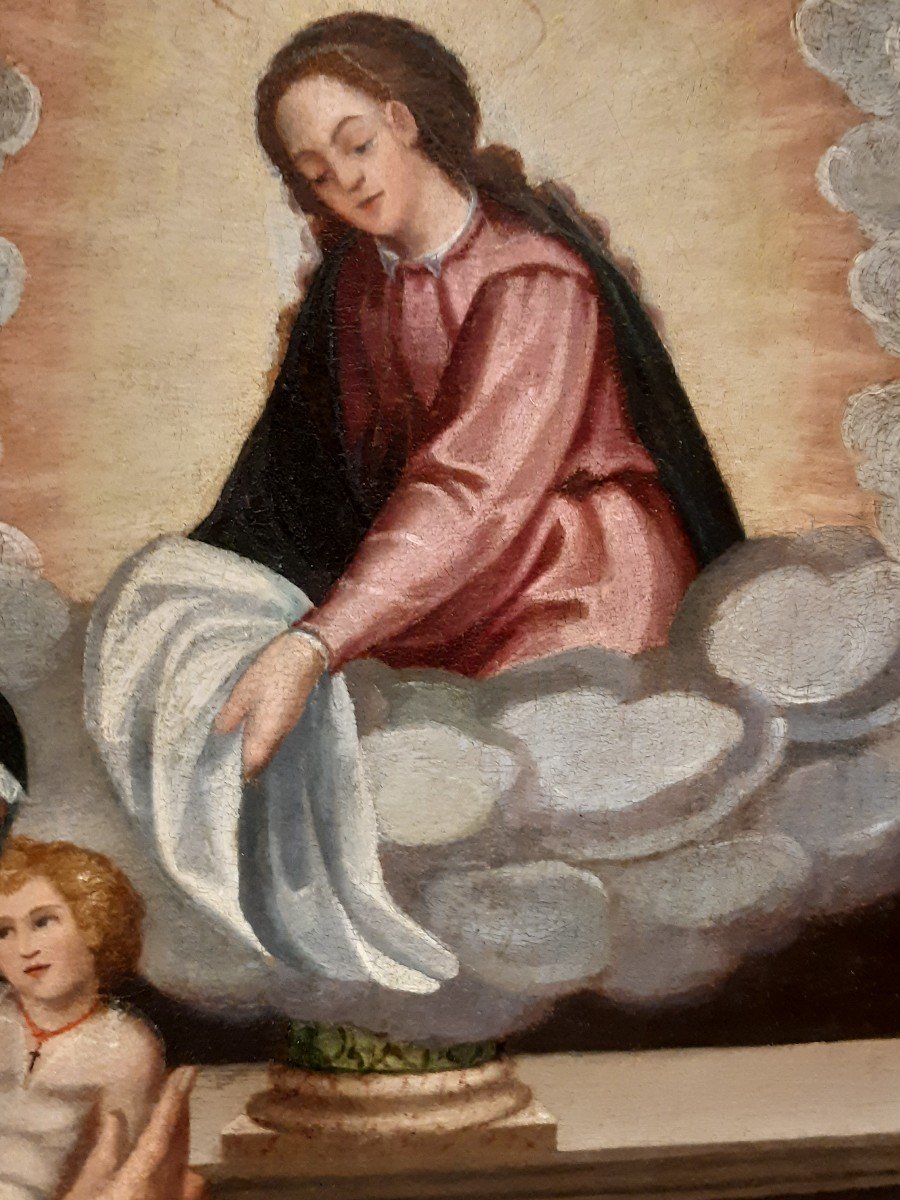 Présentation De l'Enfant Jésus à Sainte Thérèse. Huile Sur Panneau. Espagne. 17e Siècle.-photo-3