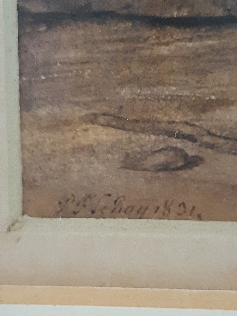 Soldat. Aquarelle Sur Papier. Signé Par Pierre Françoise Le Roy 1815-1861. Datée  1831.-photo-3