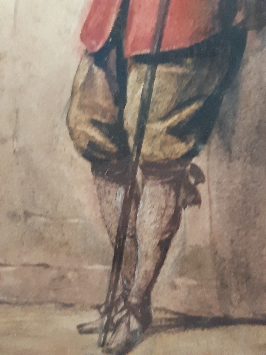 Soldat. Aquarelle Sur Papier. Signé Par Pierre Françoise Le Roy 1815-1861. Datée  1831.-photo-2