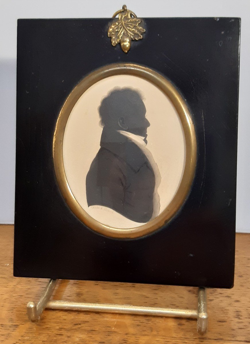 Miniature, Silhouette. Signed: Henry William Field, 1810-1882. England.