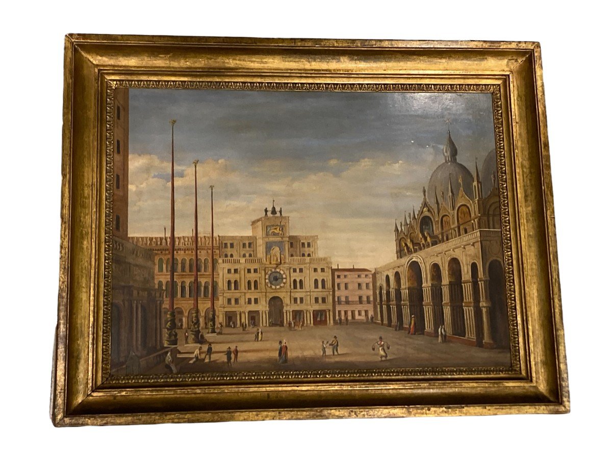 St. Mark's Square, Venice. Signature Apocryphal Canella 1877. Oil On Metal.-photo-8