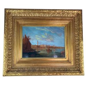 Venise. Huile Sur Tableau. 19e - 20e siècle