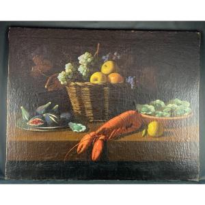 Nature Morte. Huile Sur Toile. école d'Espagnol. 17e - 18e Siècle.