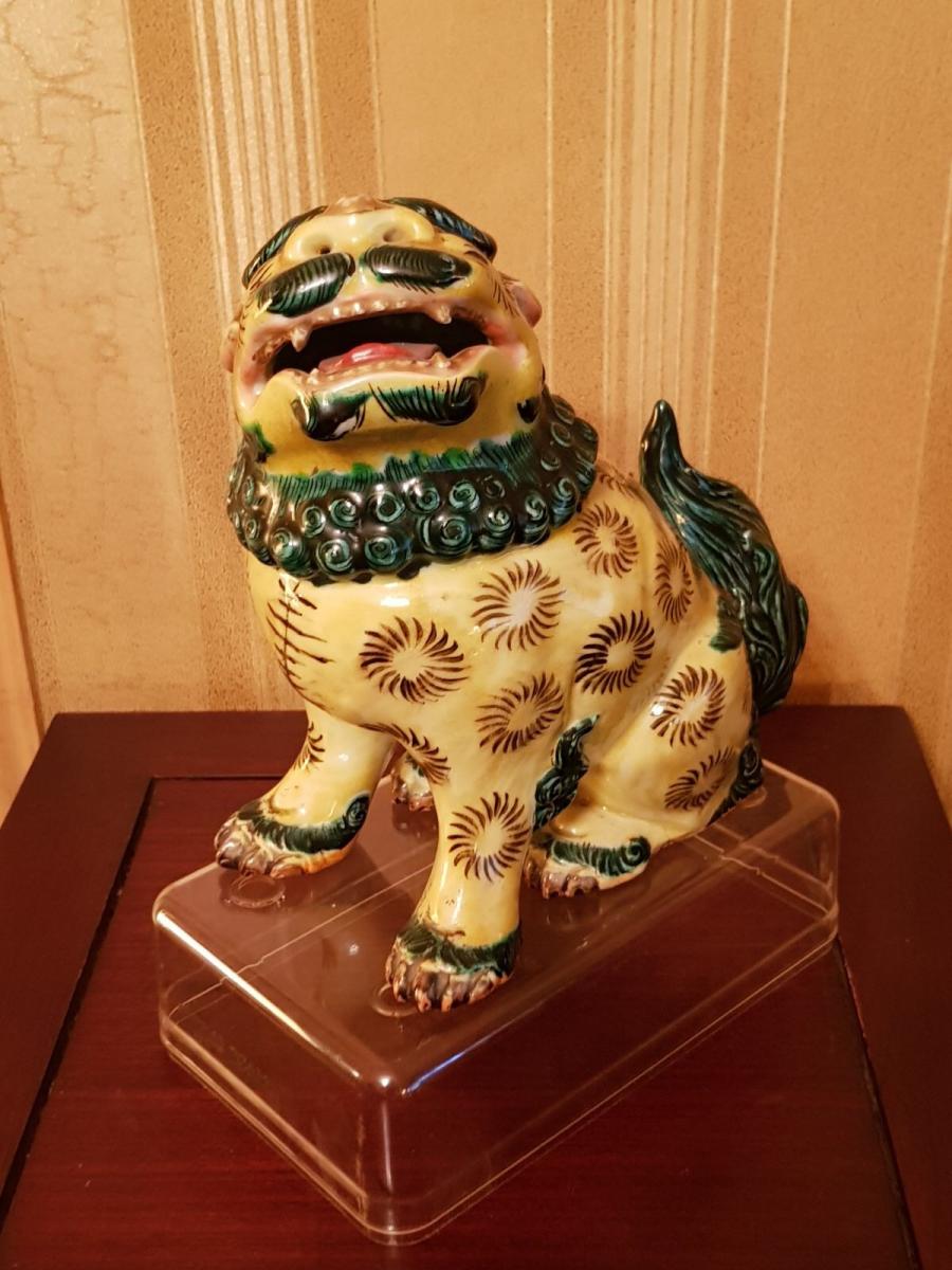 Shishi En Céramique émaillée, Japon époque Meiji-photo-2