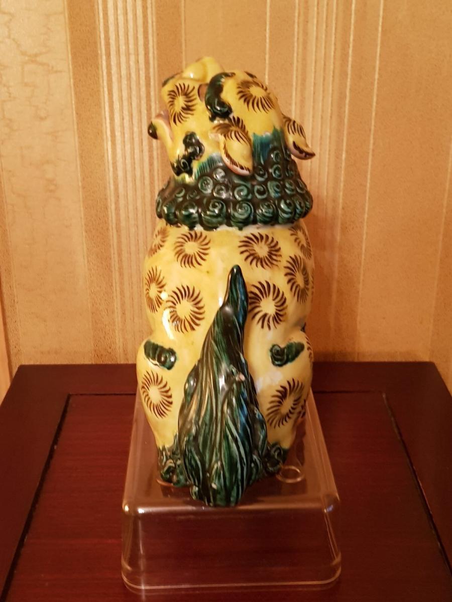 Shishi En Céramique émaillée, Japon époque Meiji-photo-4