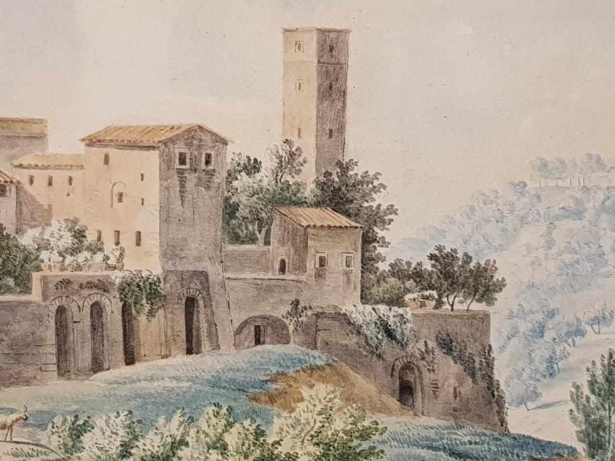 19th Century Watercolor Engraving-photo-4