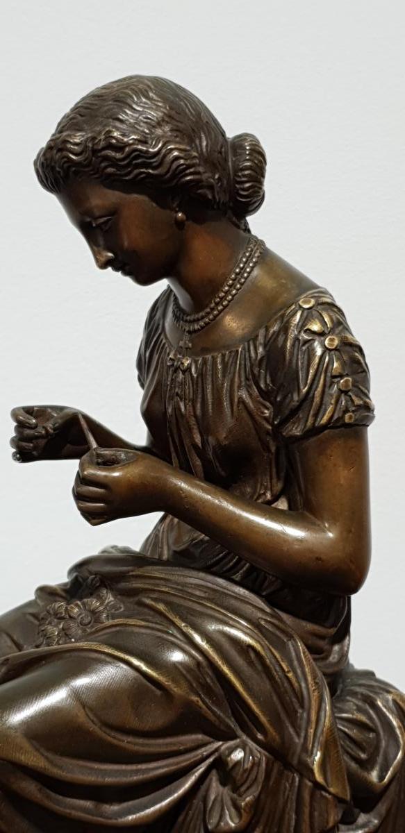 Couseuse Par Alfred Louis Habert (1824-1893)-photo-2