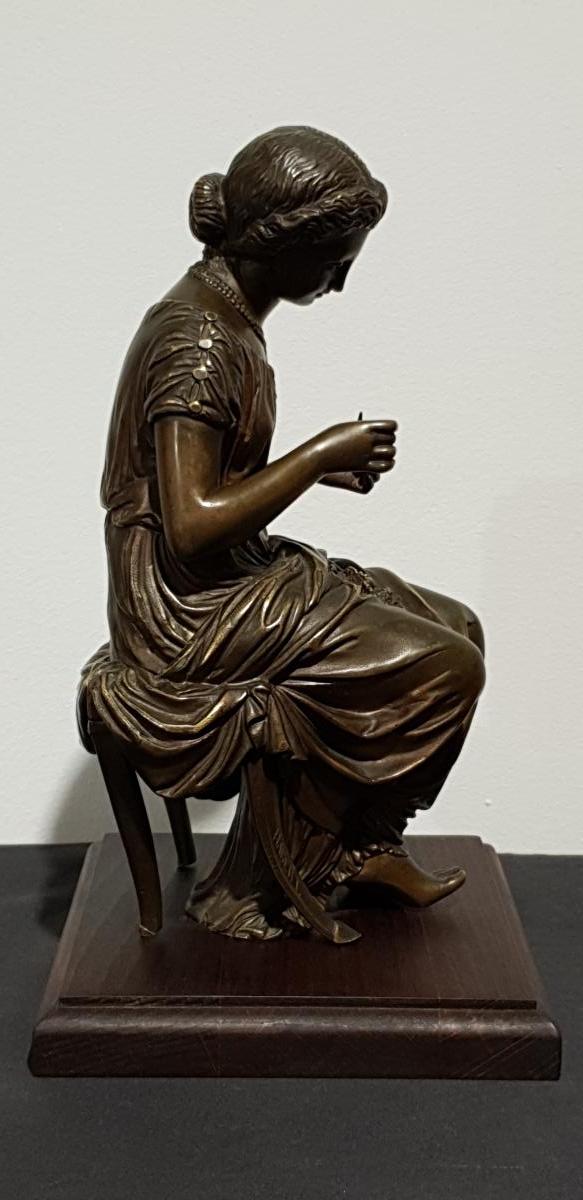 Couseuse Par Alfred Louis Habert (1824-1893)-photo-3