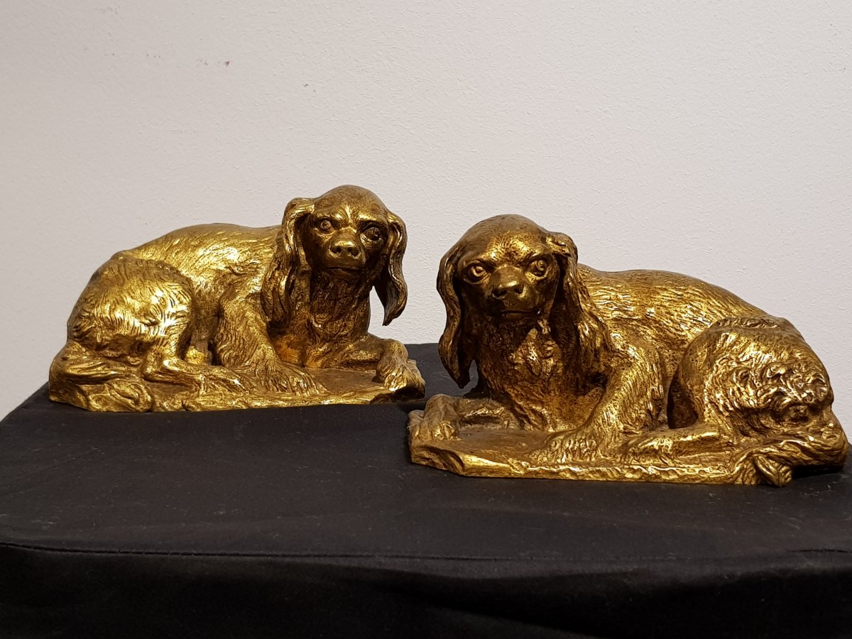 Pair Of King Charles By Pierre-jules Leads (1810-1879)