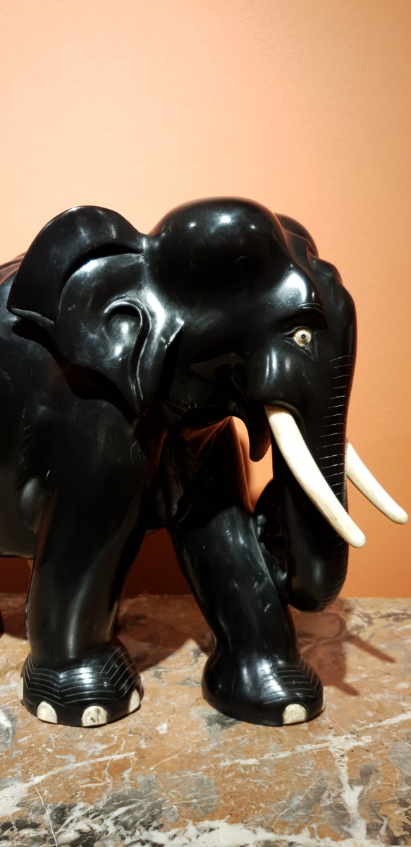 Elephant En ébène et Ivoire -photo-3