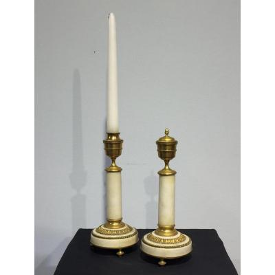 Paire De Bougeoirs Cassolettes