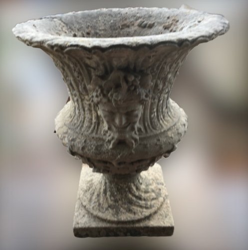 Pair Of Eighteenth Stone Vases On Pedestal-photo-1