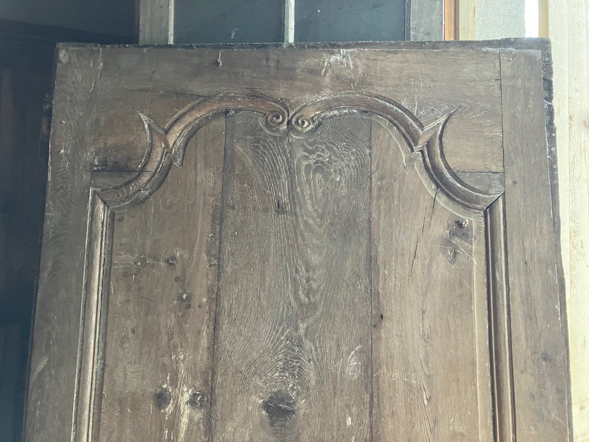 Paire De Portes XVIII ème toute en chêne pour l’une et en pin et chêne pour l’autre -photo-1