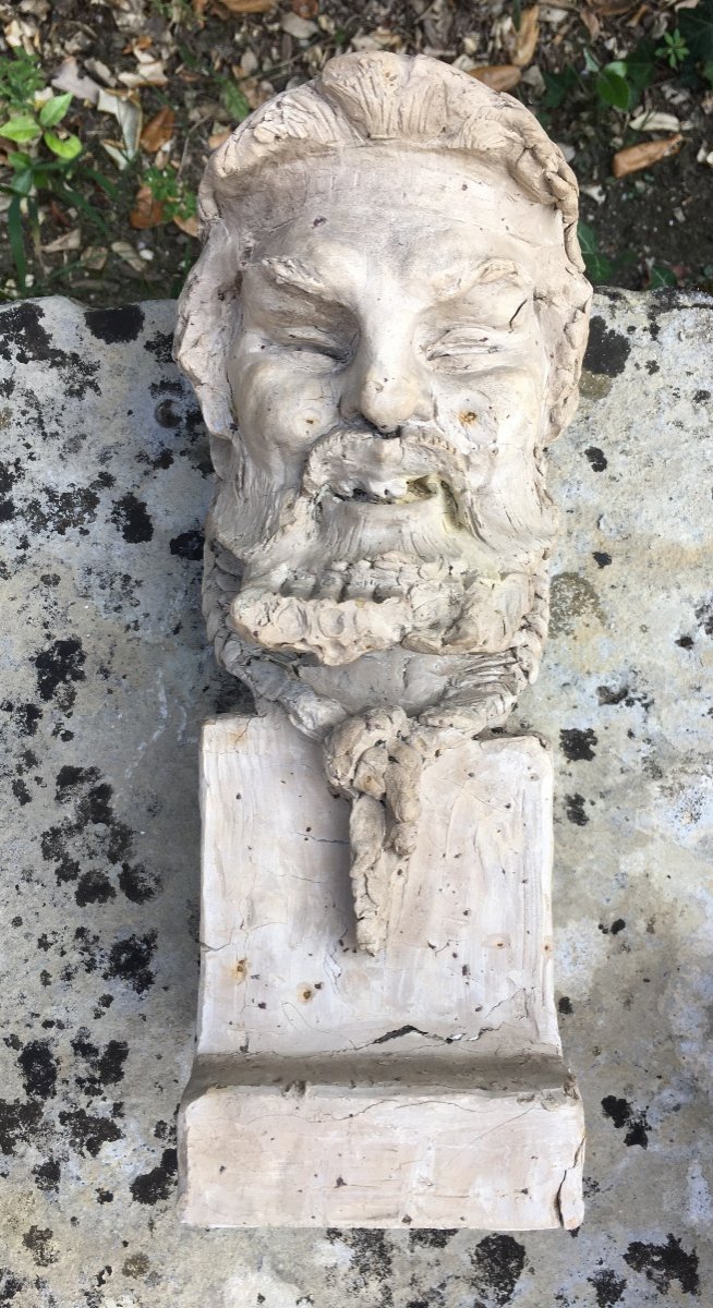 Tête Sculptée En Grès XX Eme-photo-7