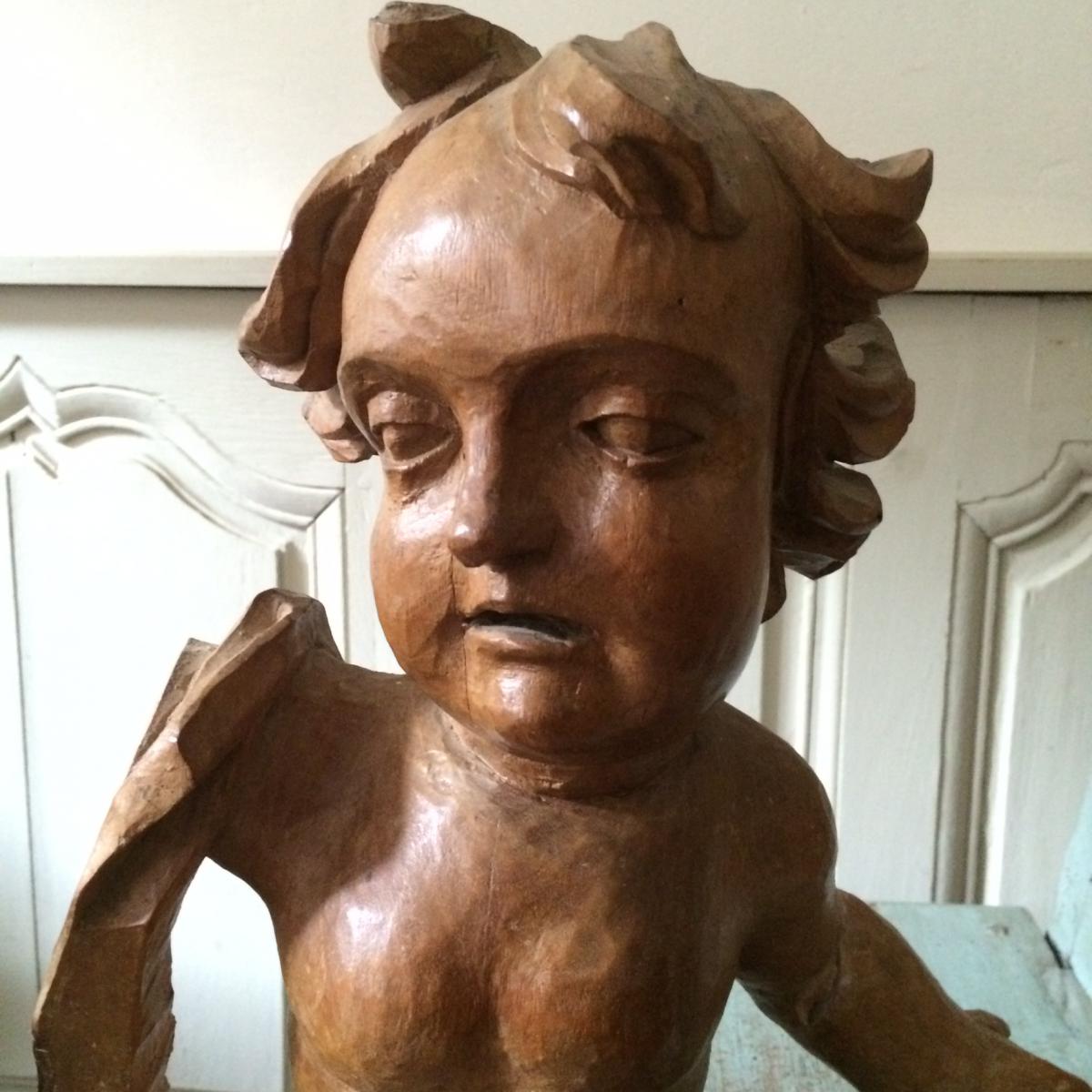 Putto XVIII ème En Noyer-photo-2