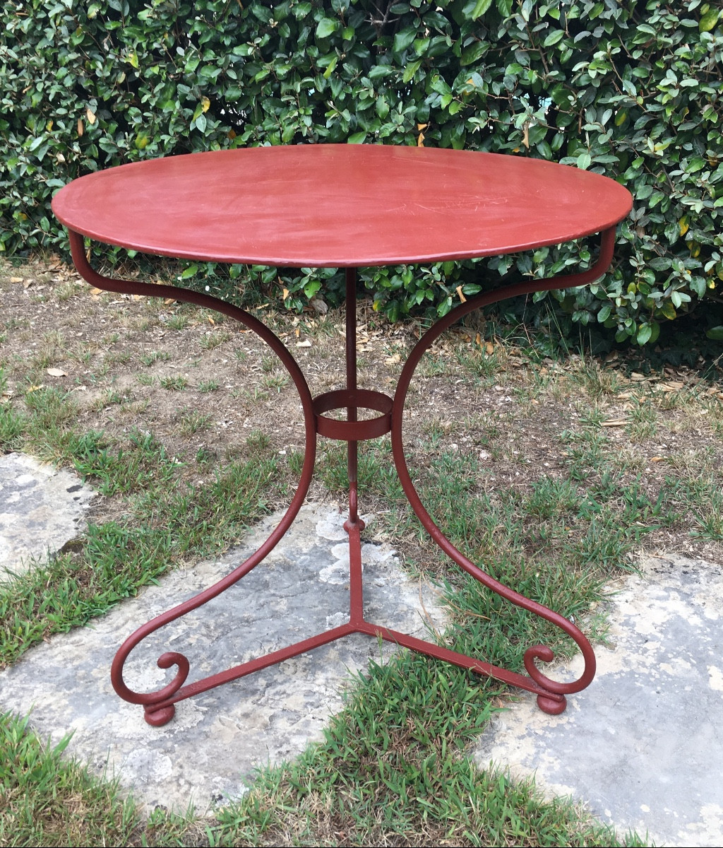 Wrought Iron Pedestal Table, Riveted, Late 19th Century -photo-2