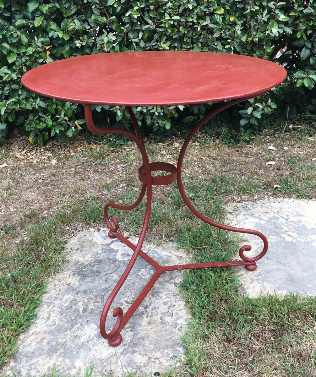 Wrought Iron Pedestal Table, Riveted, Late 19th Century -photo-1