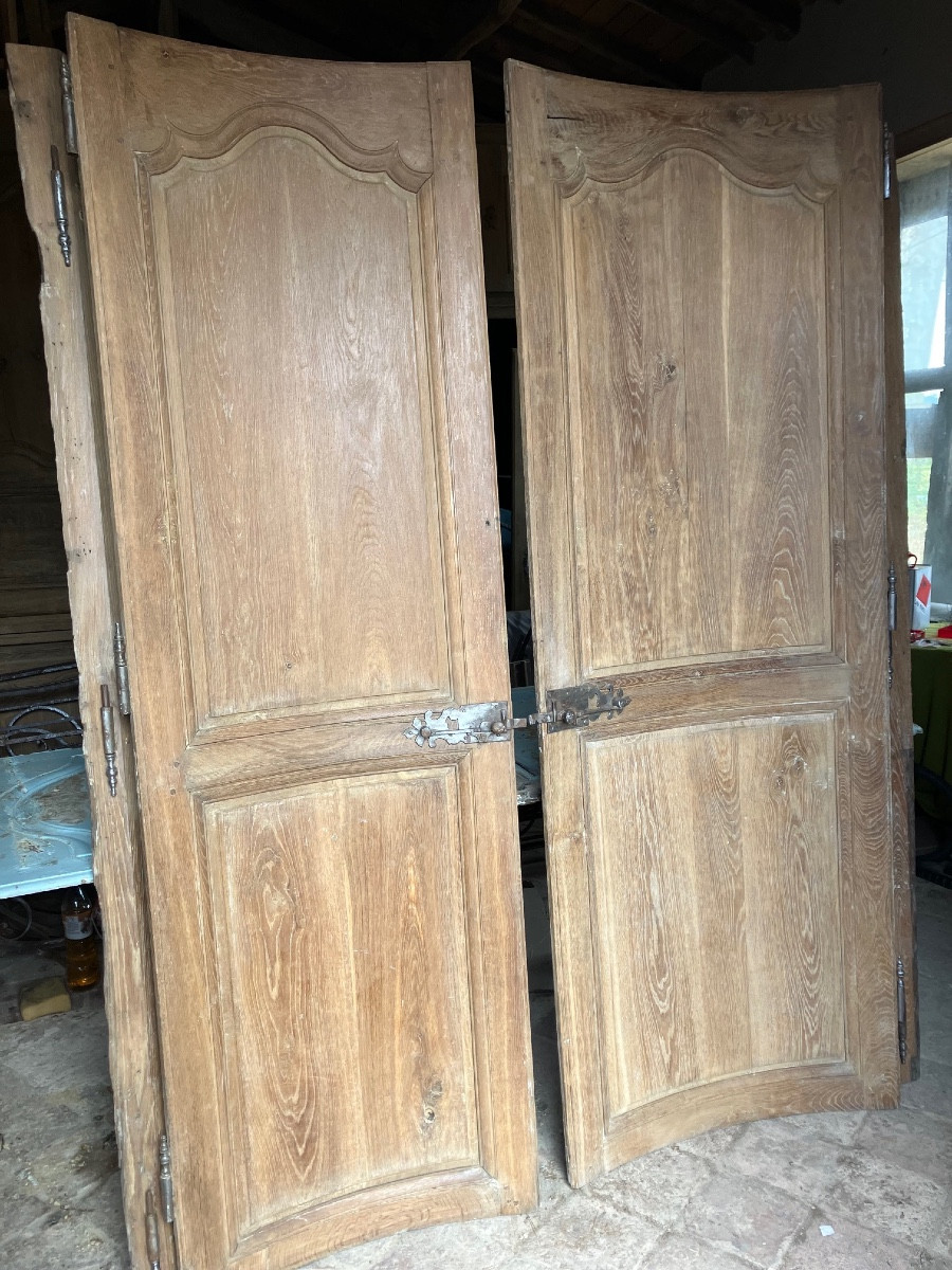 Pair Of Curved (or Curved Depending On The Side) 18th Century Oak Communication Doors -photo-2