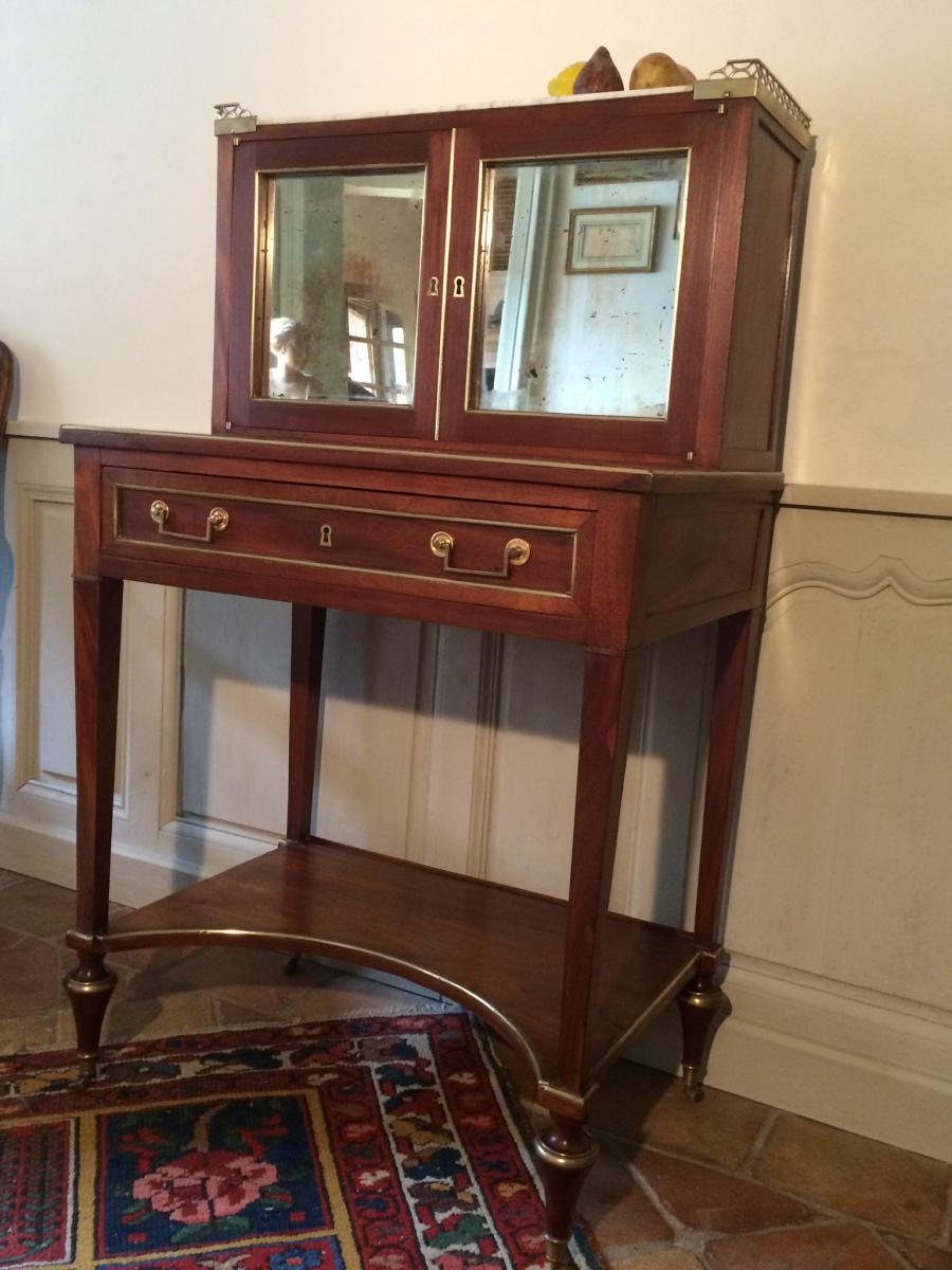 Bonheur Du Jour In Mahogany Veneer Late Eighteenth Early Nineteenth-photo-2