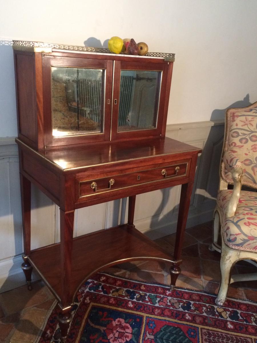 Bonheur Du Jour In Mahogany Veneer Late Eighteenth Early Nineteenth-photo-3