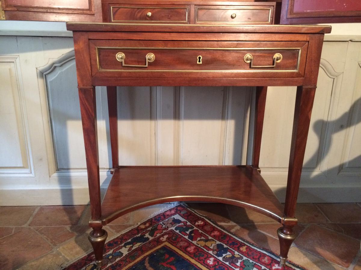 Bonheur Du Jour In Mahogany Veneer Late Eighteenth Early Nineteenth-photo-2