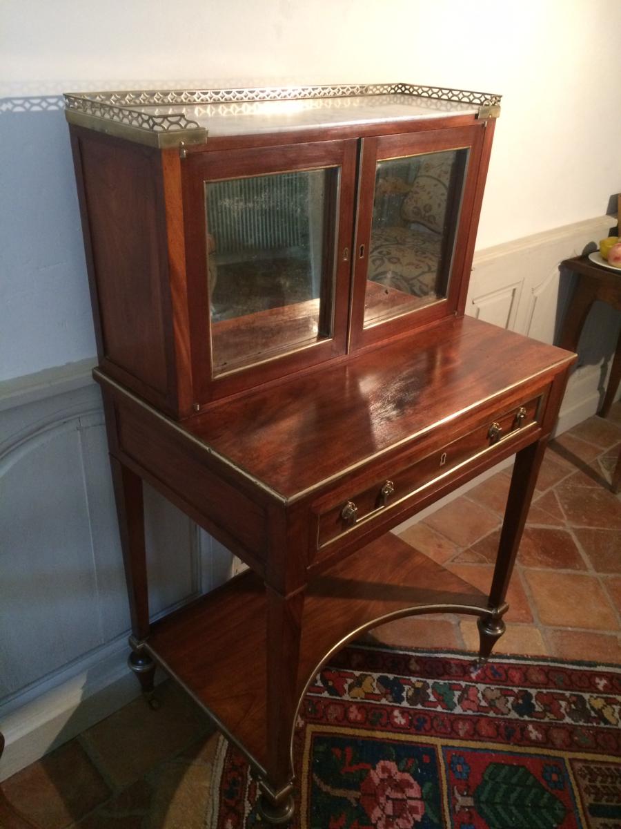 Bonheur Du Jour In Mahogany Veneer Late Eighteenth Early Nineteenth-photo-5