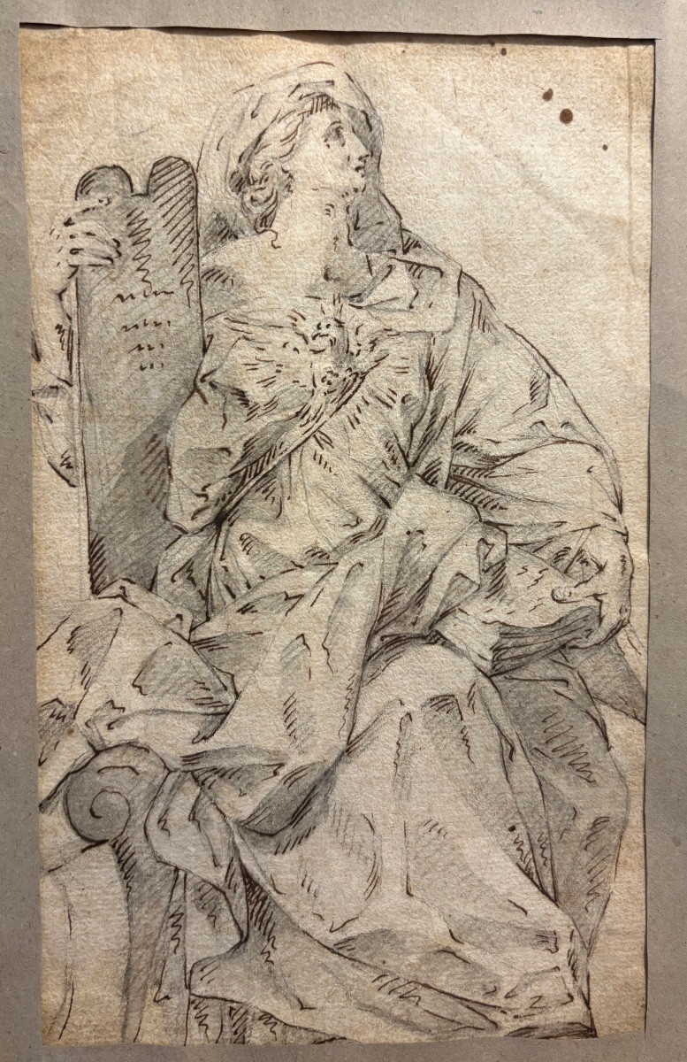 18th-century Ink Drawing With Added Highlights -photo-2