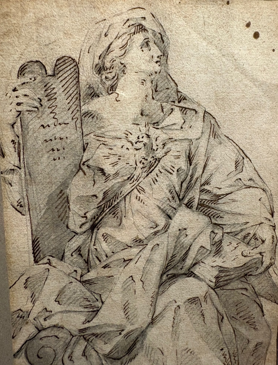 18th-century Ink Drawing With Added Highlights -photo-3