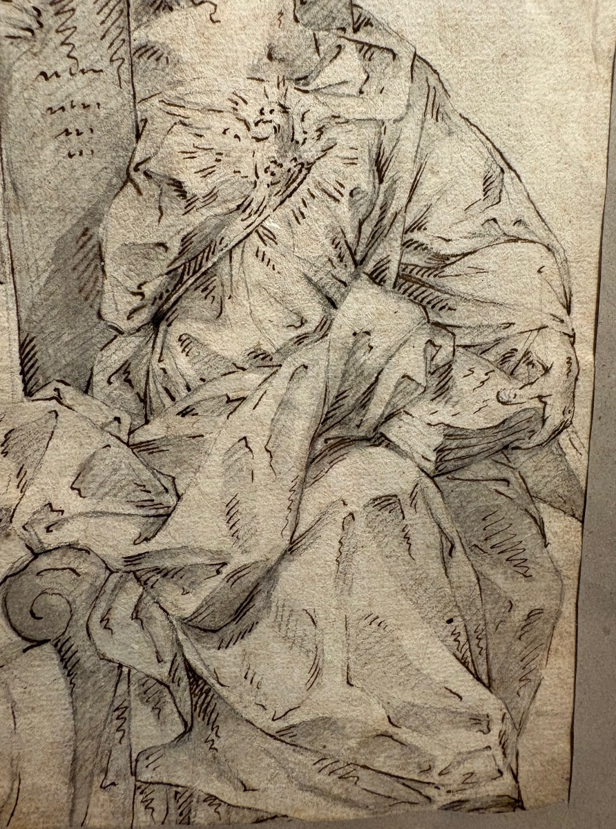18th-century Ink Drawing With Added Highlights -photo-4