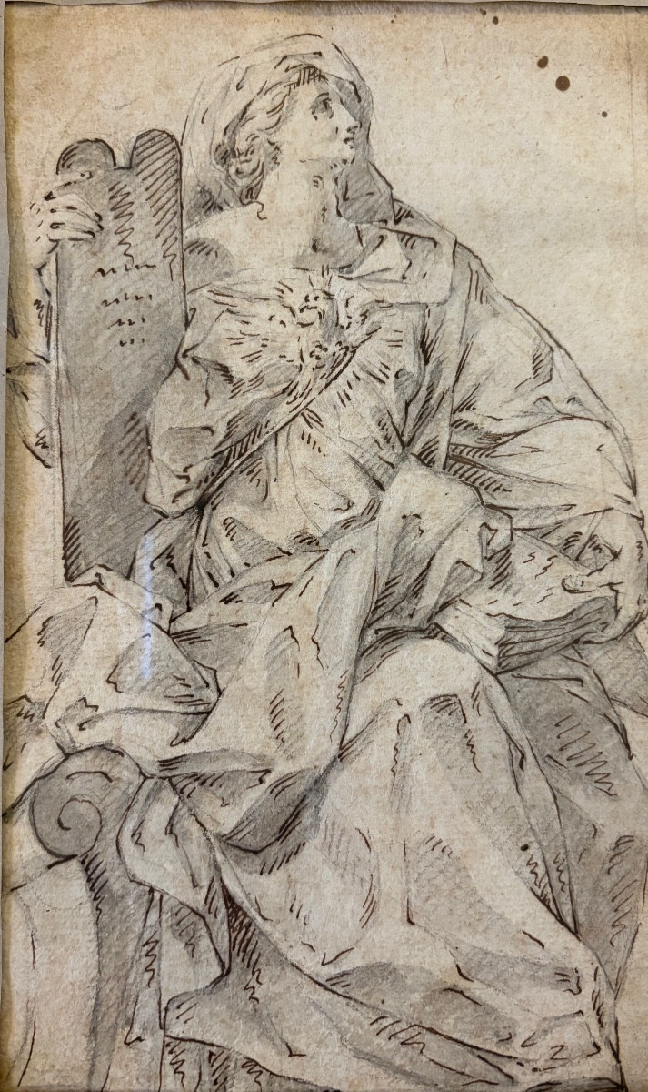 18th-century Ink Drawing With Added Highlights -photo-2