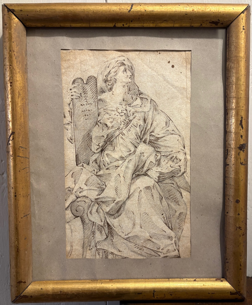 18th-century Ink Drawing With Added Highlights 