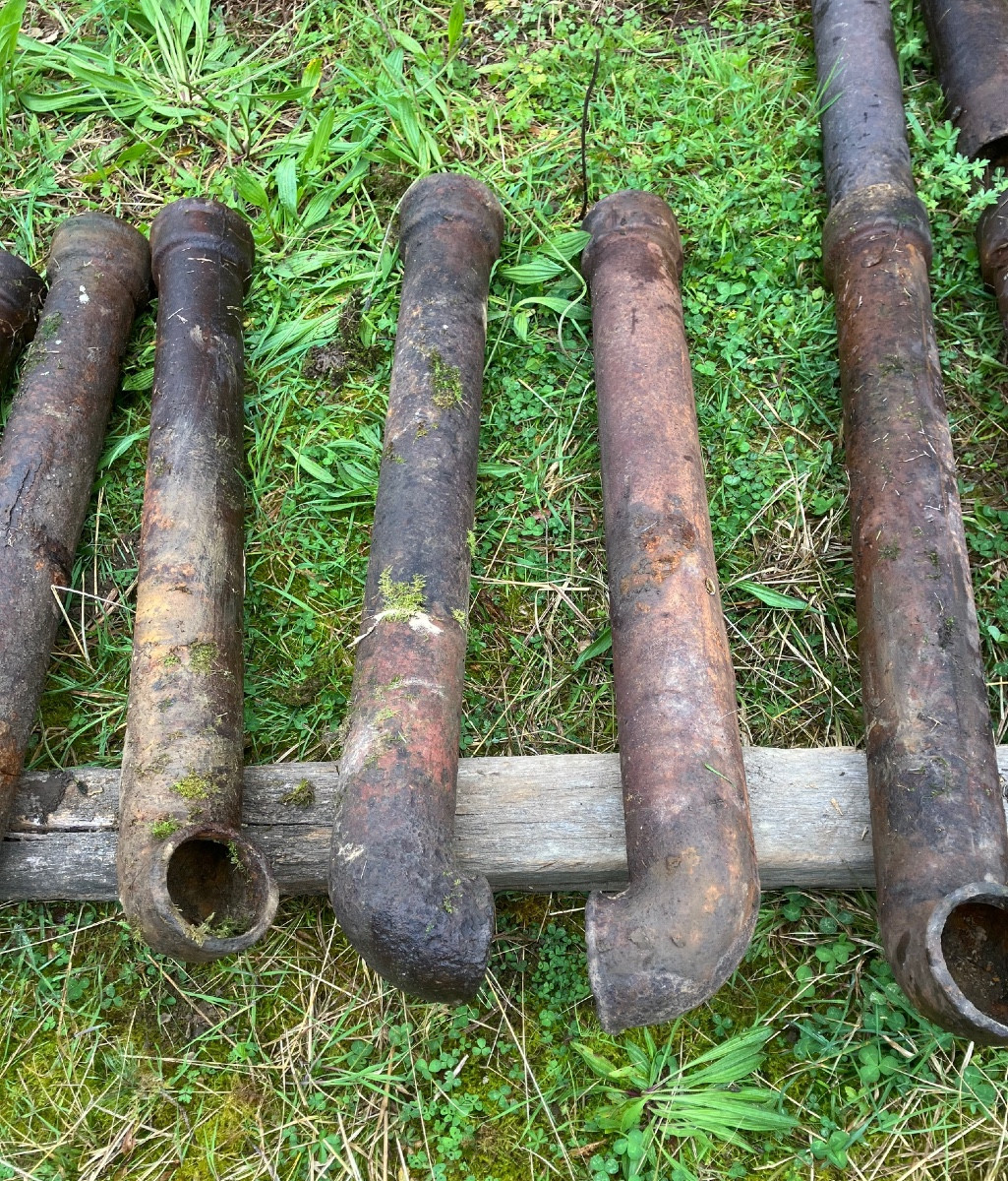7 Cast Iron Rainwater Downpipes, 19th Century -photo-2