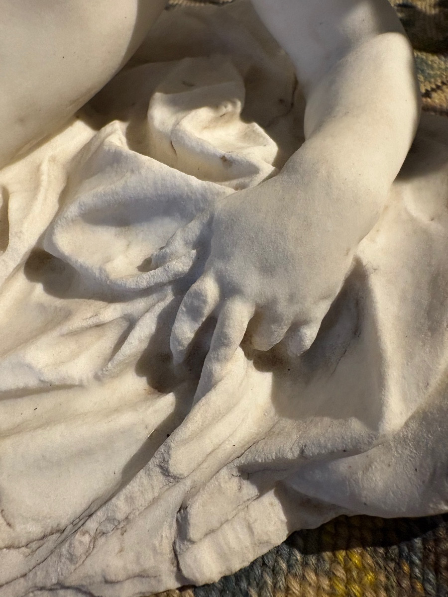 19th Century Alabaster Sculpture, Allegory Of Maternity.-photo-8